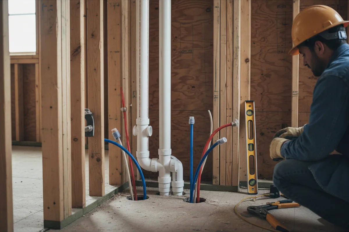 Drain and supply rough-in during Sump Pump Repair in Maroa