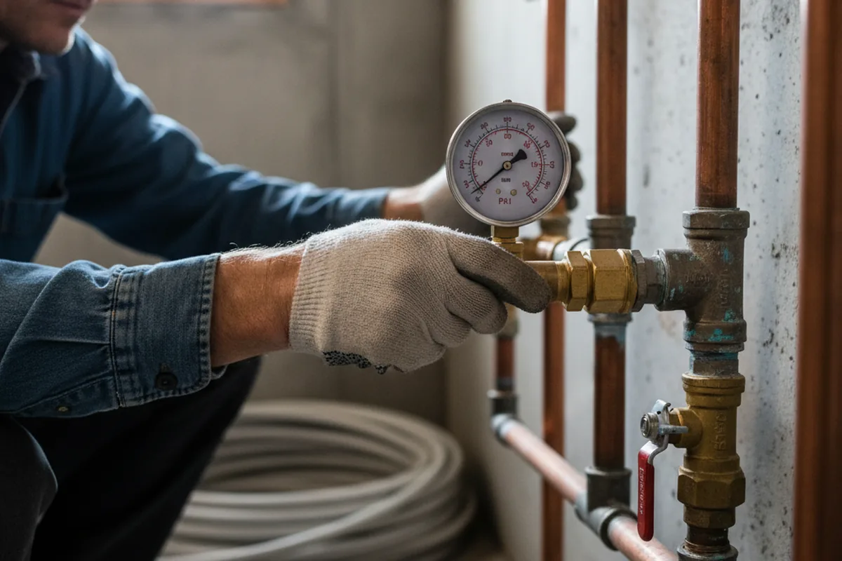 Pressure testing a repaired line during Water Line Repair in Maroa